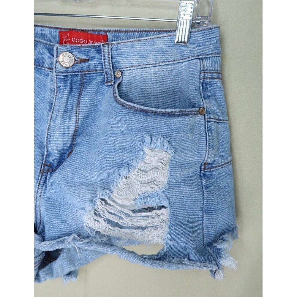 Gogo Jeans Denim Shorts Light Wash Distressed Shortie Bootie Women's Size 9/29 - Picture 3 of 8